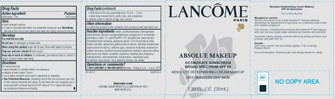 Lancome Paris Absolue Makeup Broad Spectrum SPF 20 Sunscreen Absolute Replenishing Makeup for Dry and Very Dry Skin packaging