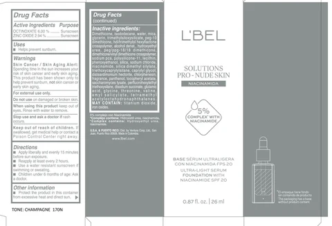 LBEL SOLUTIONS PRO-NUDE SKIN ULTRA-LIGHT SERUM FOUNDATION WITH NIACINAMIDE SPF 20 CHAMPAGNE 170N / LBEL SOLUTIONS PRO-NUDE SKIN ULTRA-LIGHT SERUM FOUNDATION WITH NIACINAMIDE SPF 20 CAPUCCINO 310C / LBEL SOLUTIONS PRO-NUDE SKIN ULTRA-LIGHT SERUM FOUNDATION WITH NIACINAMIDE SPF 20 LATTE 180F / LBEL SOLUTIONS PRO-NUDE SKIN ULTRA-LIGHT SERUM FOUNDATION WITH NIACINAMIDE SPF 20 ALMENDRA 230N / LBEL SOLUTIONS PRO-NUDE SKIN ULTRA-LIGHT SERUM FOUNDATION WITH NIACINAMIDE SPF 20 BEIGE 220C packaging