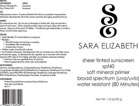 Sara Elizabeth sheer tinted sunscreen spf40 포장