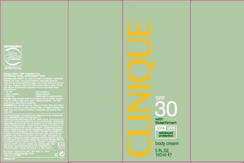 CLINIQUESPF 30 ADVANCED PROTECTION BODY CREAM with SOLAR SMART packaging