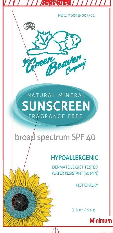 The Green Beaver Company SPF 40 Adult Sunscreen packaging