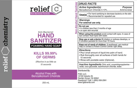 Relief C Anti-Bacterial Formula Anti-Bacterial Hand Sanitizer 포장