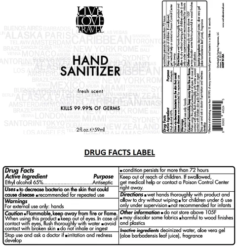 Live Love Travel Hand Sanitizer packaging