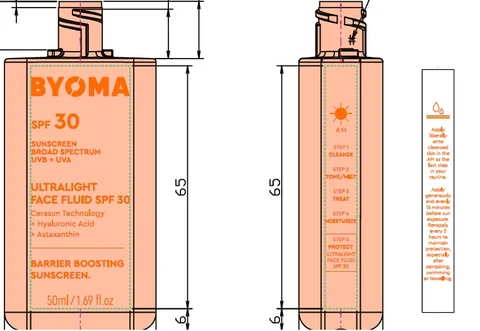 Byoma Ultralight Face Fluid SPF 30 packaging