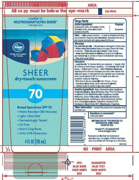 Kroger Sheer Dry Touch SunscreenSPF 70 포장
