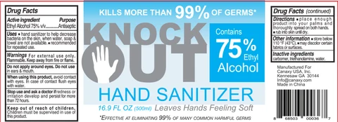 KNOCK OUT 75% Alcohol hand sanitizer 포장