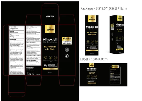 Beaueli 5% Minoxidil hair growth oil 포장