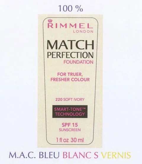 Rimmel LondonMatch Perfection Foundation - Soft Ivory (220) packaging