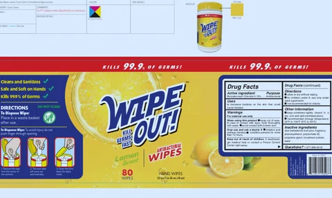 WIPE OUT Antibacterial Wipes Lemon Scent packaging
