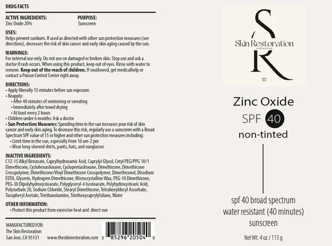 Zinc Oxide SPF 40 Non-Tinted 포장