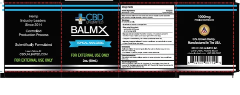 CBD UNLIMITED BALMX TOPICAL ANALGESIC packaging