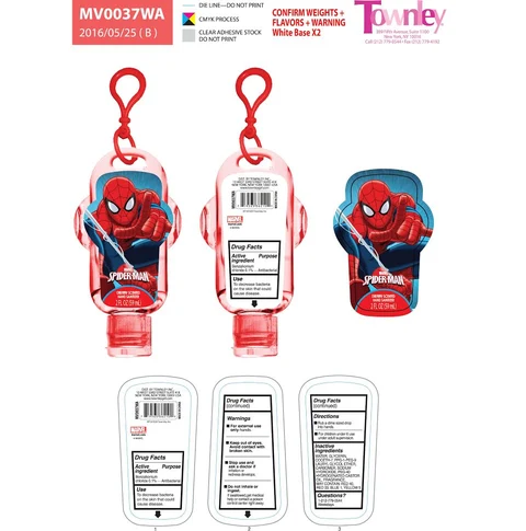 Spiderman Cherry Scented Hand Sanitizer packaging