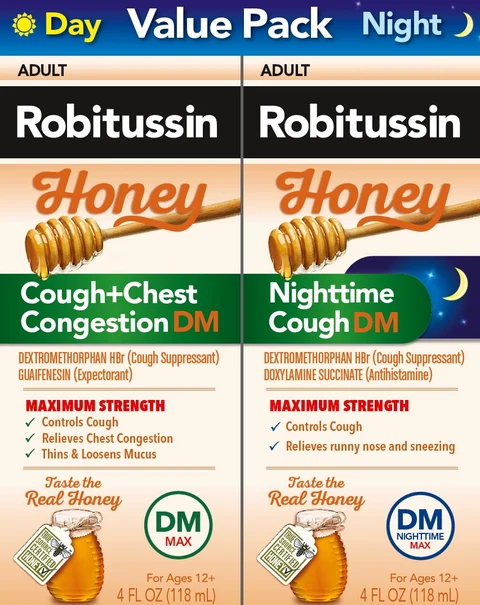 Robitussin Honey Cough DM Day Night Value Pack packaging