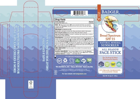 Badger Clear Sport SPF 35 Natural Mineral All Season Face Stick 포장