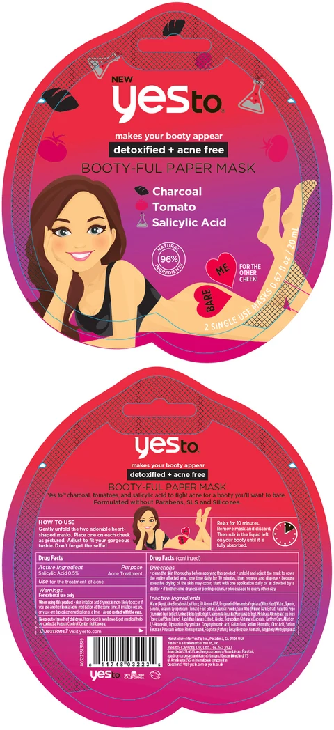 Yes To Booty-Ful Paper Mask - detoxified plus acne-free packaging