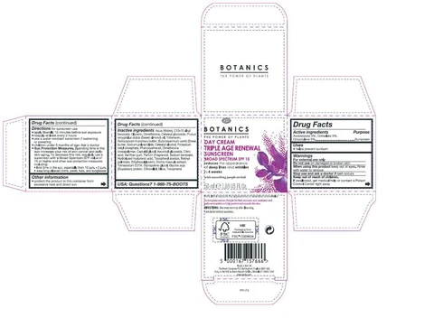 Botanics Triple Age Renewal Day All Bright Sunscreen Broad Spectrum SPF 15 포장
