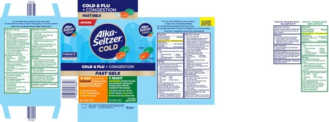 ALKA SELTZER COLD Cold Flu and Congestion Maximum Strength Day Night Fast Gels 포장