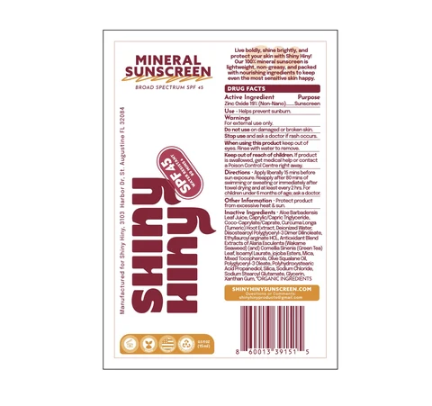 Shiny Hiny SPF 45 Mineral Sunscreen 포장