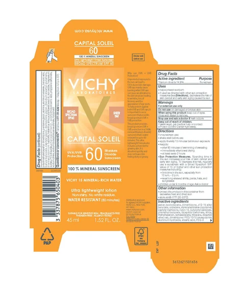 Vichy Laboratoires Capital Soleil 60 Mineral Broad Spectrum SPF 60 Water Resistant 80 Minutes Sheer Tint Ultra Lightweight Sunscreen 포장