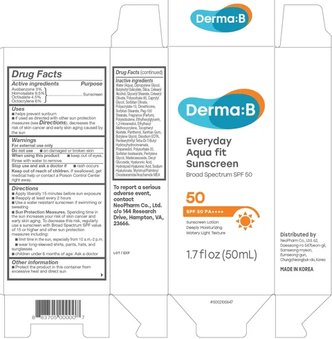 Derma B Everyday Fit Sunscreen SPF 50 포장