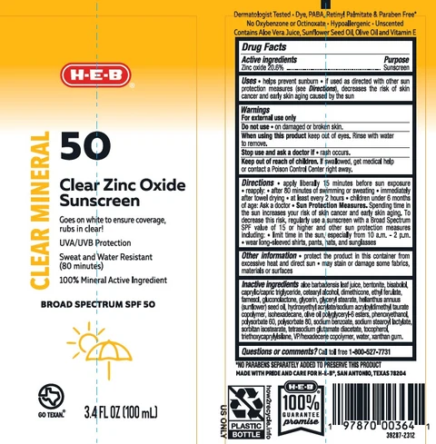 HEB 50 Clear Mineral Clear Zinc Oxide Sunscreen 포장