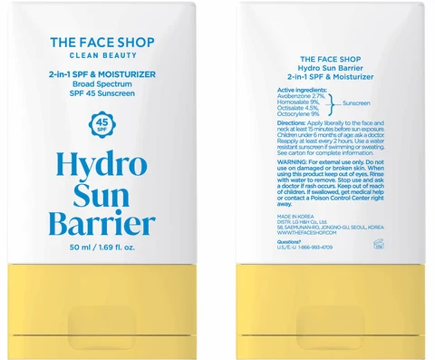 The Face Shop Hydro Sun Barrier 2-in-1 SPF and Moisturizer packaging