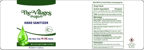 The Villages Hand Sanitizer With Aloe and Vitamin E Extract packaging