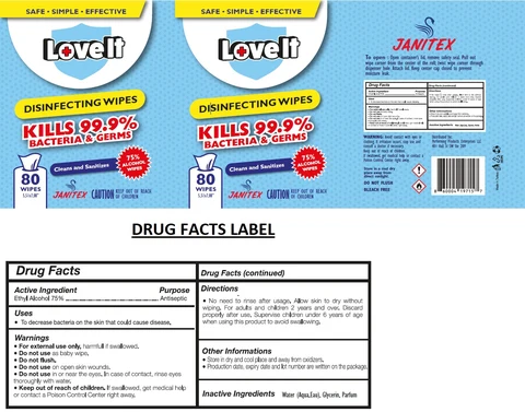 LOVEIT-JANITEX DISINFECTING WIPES 75% ALCOHOL packaging