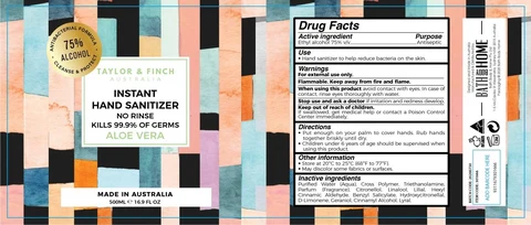 Taylor and Finch Instant Hand Sanitizer Aloe Vera packaging