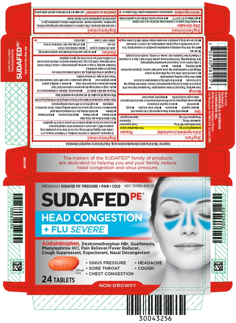 SUDAFED PE Head Congestion Plus Flu Severe 포장