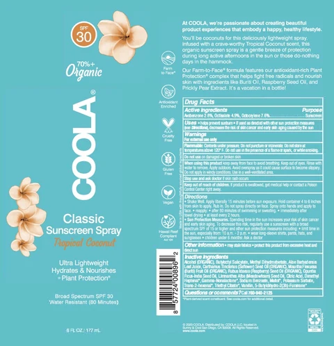 COOLA Classic Body SPF 30 Tropical Coconut packaging