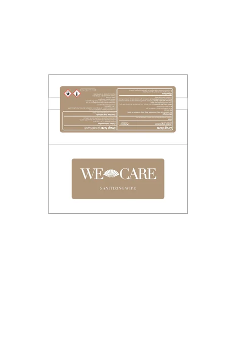 WE CARE Sanitizing Wipe packaging