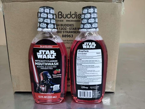Brush Buddies Mouthwash 12oz Star Wars Saber Strike Strawberry packaging