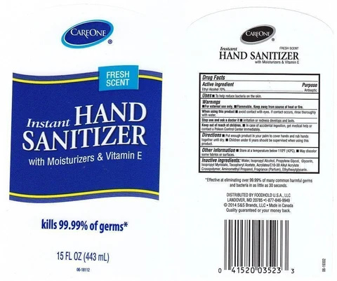 CAREONEINSTANT HAND SANITIZER WITH MOISTURIZERS AND VITAMIN E packaging
