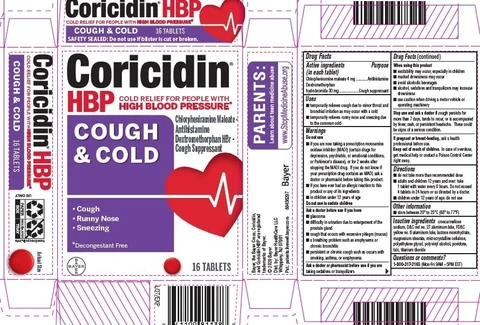 Coricidin HBP Cough and Cold 포장