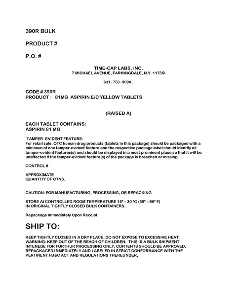 aspirinlow dose enteric coated packaging