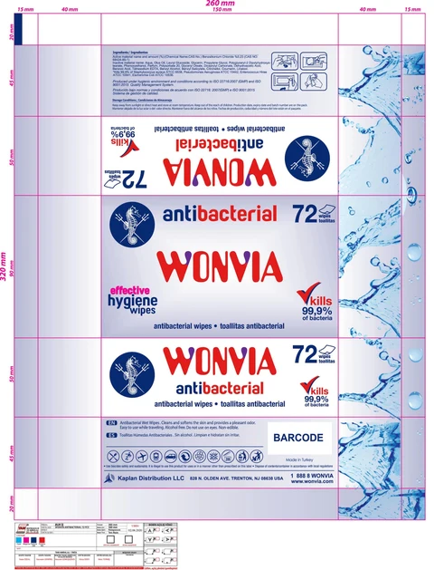 Wonvia Antibacterial Wipes packaging