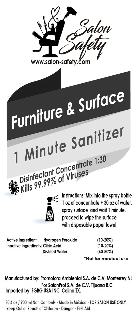 Salon Safety Furniture and Surface 1 Minute Sanitizer 포장