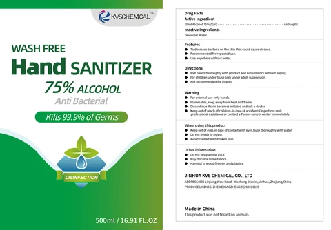KVS CHEMICAL 75 Percent Alcohol Hand Sanitizer 포장