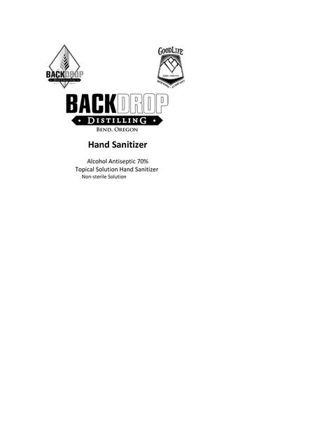 Backdrop Distilling Hand Sanitizer 포장
