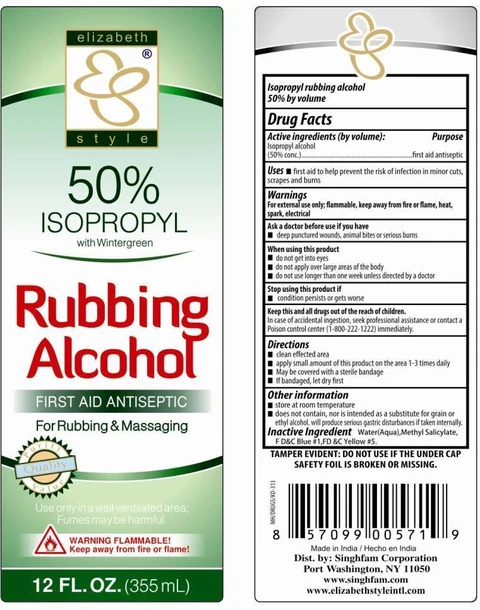 ISOPROPYL RUBBING ALCOHOL 50% WITH WINTERGREEN packaging