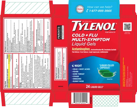 TYLENOL COLD PLUS FLU MULTI-SYMPTOM GELS NIGHT 포장