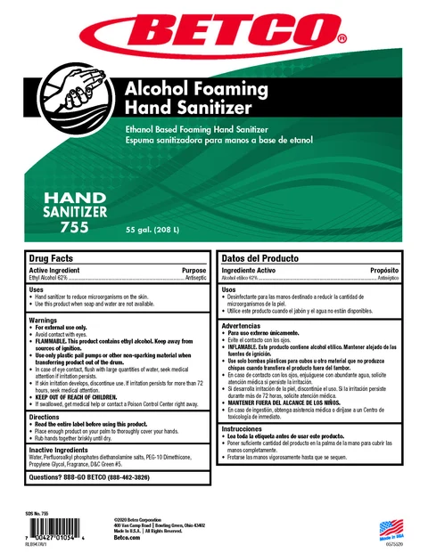 Alcohol Foaming Hand Sanitizer packaging
