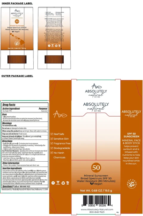 Absolutely Natural Broad Spectrum SPF 50 Sunscreen packaging