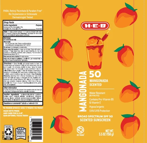 HEB SPF 50 Mangonada Scented Continuous Sunscreen 포장