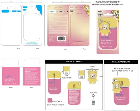 Surface x Cutie Pals Hand Sanitizer Citrus Crush 포장