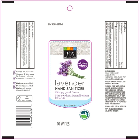Lavender Hand Sanitizer Wipes packaging