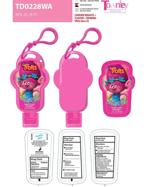 Trolls RaspberryScented Hand Sanitizer packaging