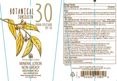 Australian GoldBotanical Mineral Sunscreen Broad Spectrum SPF 30 포장