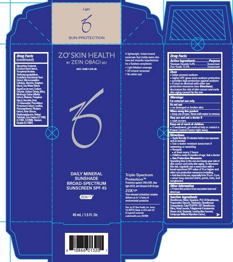 ZO Skin Health Daily Mineral Sunshade Broad-Spectrum Sunscreen SPF 45 (Light) 포장